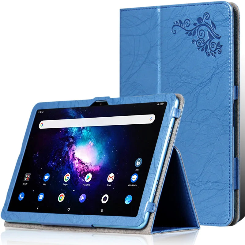 Deksel til TCL 10 Tab Max 4G 10.36 Android 9296G Tablet Case Print PU Leather Folding Stand with Hand Holder Magnetic Cover 9295G