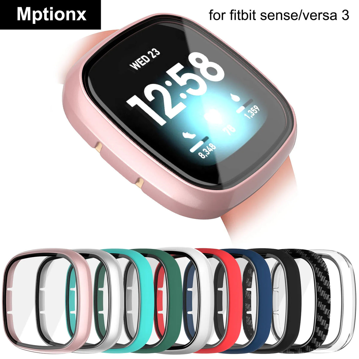 Deksel til Fitbit Versa 3 og Sense heldekkende skjermbeskyttelse