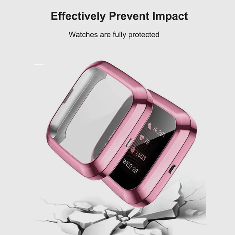 Deksel til Fitbit Versa og Sense med metallreim og bumper (Versjon A)