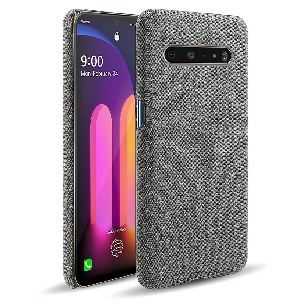 Deksel til LG V60 ThinQ 5G Case Slim Retro Cloth Hard Phone Cover For LG V60 ThinQ 5G LM-V600 6.8" Coque Funda Capa