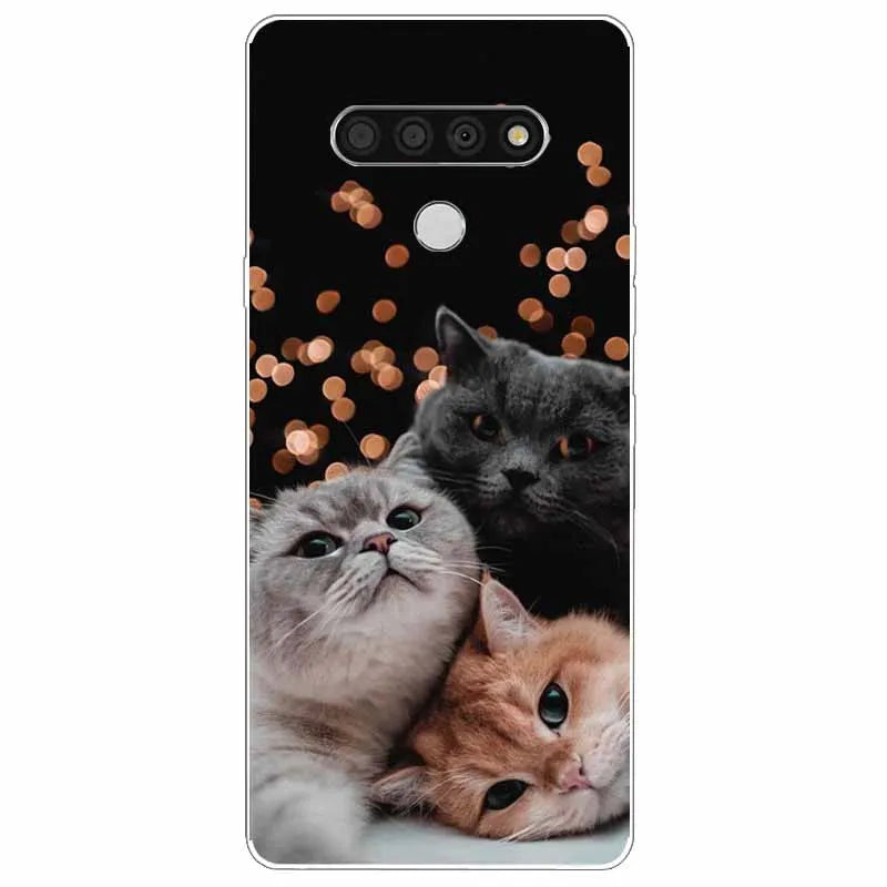 Deksel til LG K51 K61 V50 V60 Thinq Case Cute Cat Silicone Coque for LG K61 V50 Thinq Cases K 61 Shockproof Shell Bag