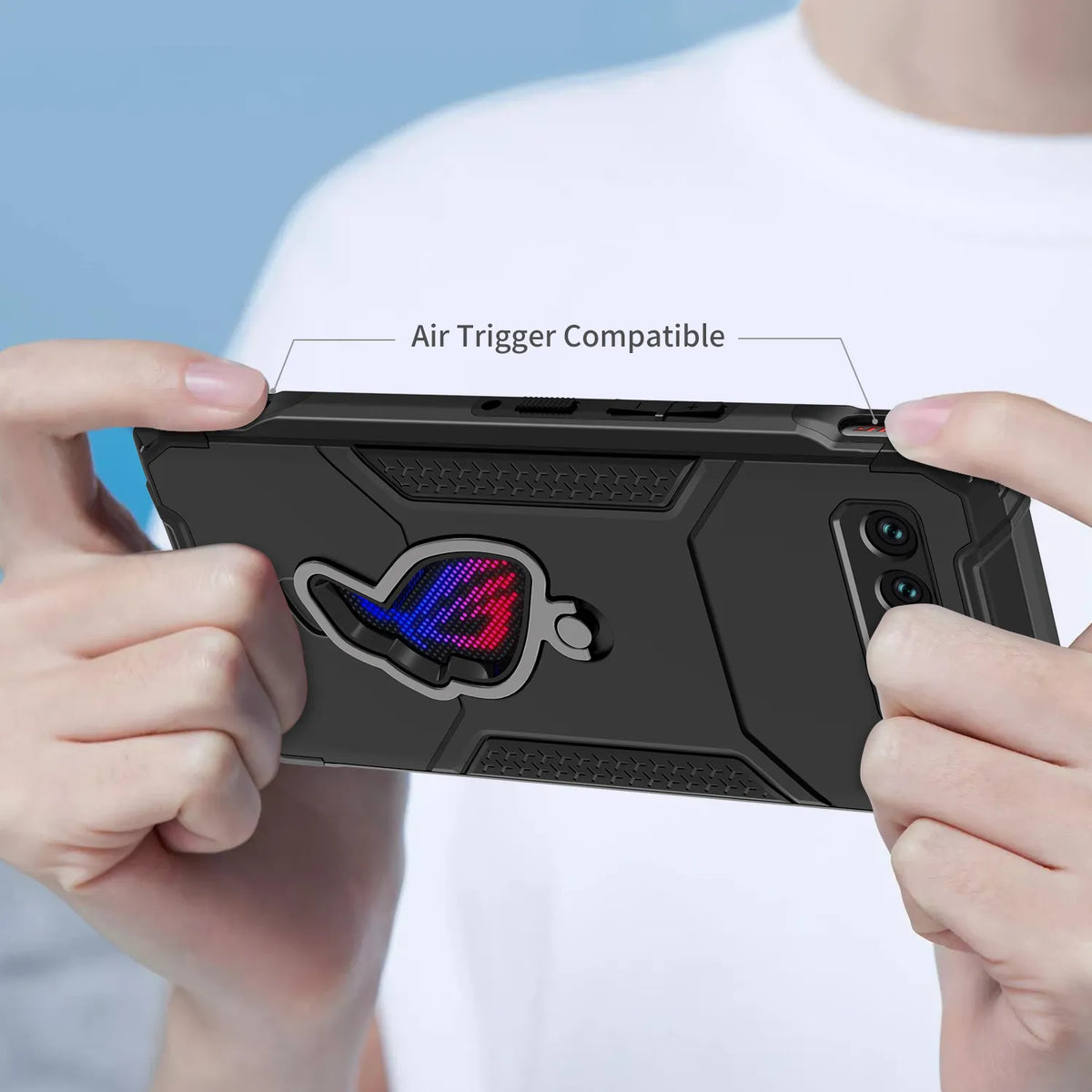 Deksel til ASUS ROG Phone 5 5s Case Air Trigger Compatible with Kickstand Dust Plug Drop Protection for ROG Phone 5s