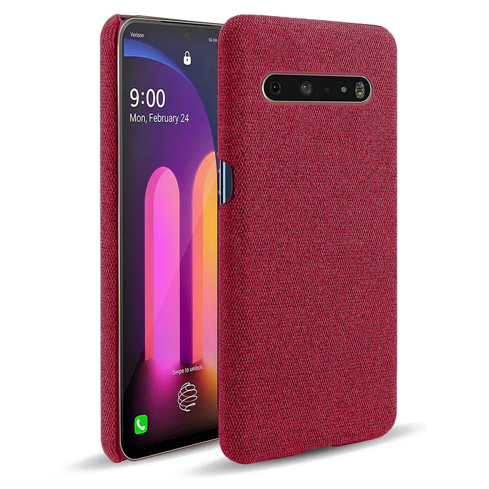 Deksel til LG V60 ThinQ 5G Case Slim Retro Cloth Hard Phone Cover For LG V60 ThinQ 5G LM-V600 6.8" Coque Funda Capa