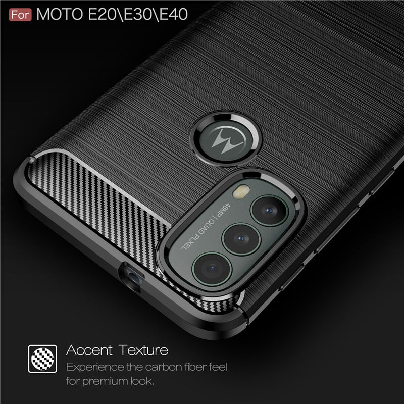 Deksel til Motorola Moto E20 E30 E40 E22 E22i E32 Carbon Fiber Case For G10 G20 G30 G50 5G G100 G31 G41 G51 G71 G22 G32 G42 G52 G72 G82