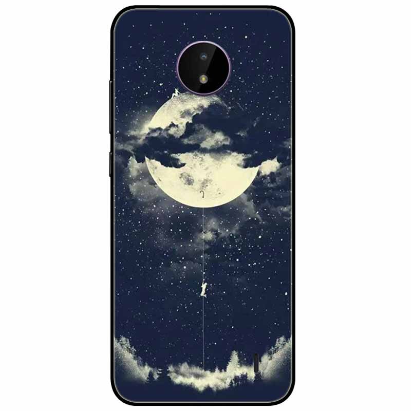 Deksel til Nokia C20 deksel C30 C10 Silicone Landscape Soft Black Covers for Nokia C 20 G300 For NokiaC20 støtsikkert TPU Bag