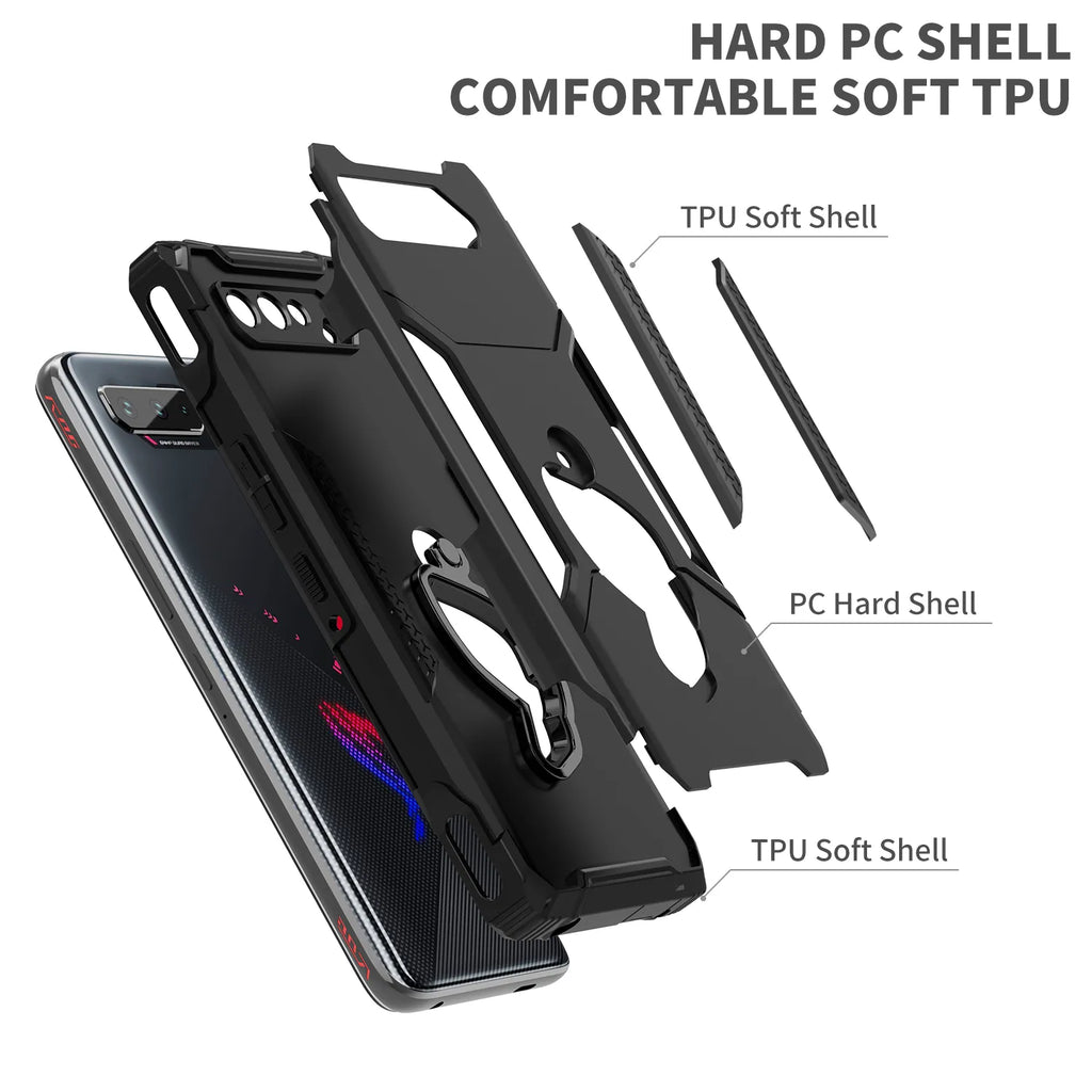 Deksel til ASUS ROG Phone 5 5s Case Air Trigger Compatible with Kickstand Dust Plug Drop Protection for ROG Phone 5s