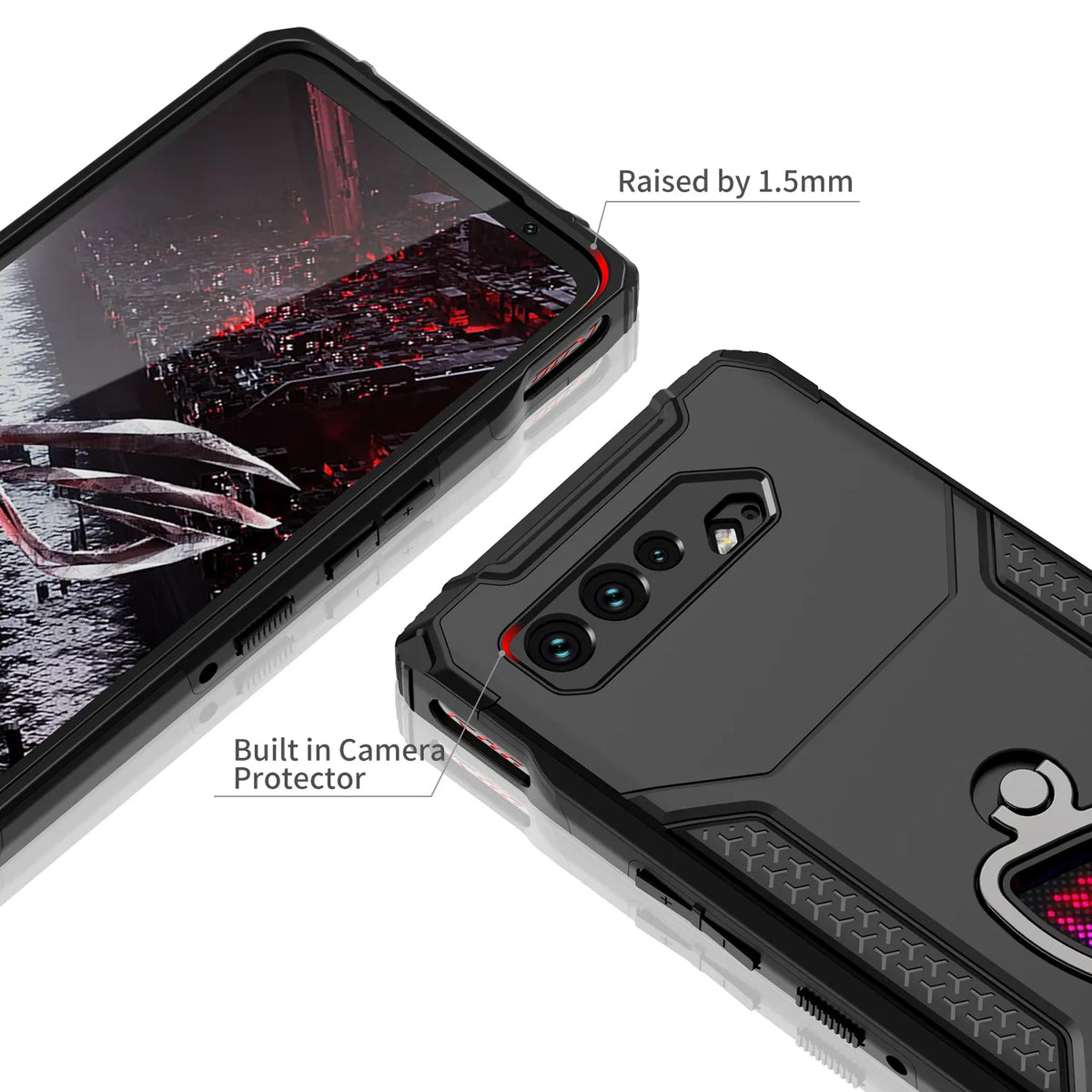 Deksel til ASUS ROG Phone 5 5s Case Air Trigger Compatible with Kickstand Dust Plug Drop Protection for ROG Phone 5s