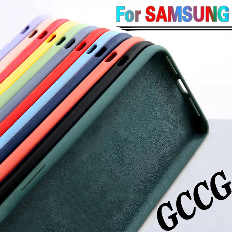 Deksel til Samsung Galaxy A50 A51 A70 A71 S20 S21 S10E S10 Plus Note 8 9 S9 S8 Luxury Original Liquid Silicone mykt deksel