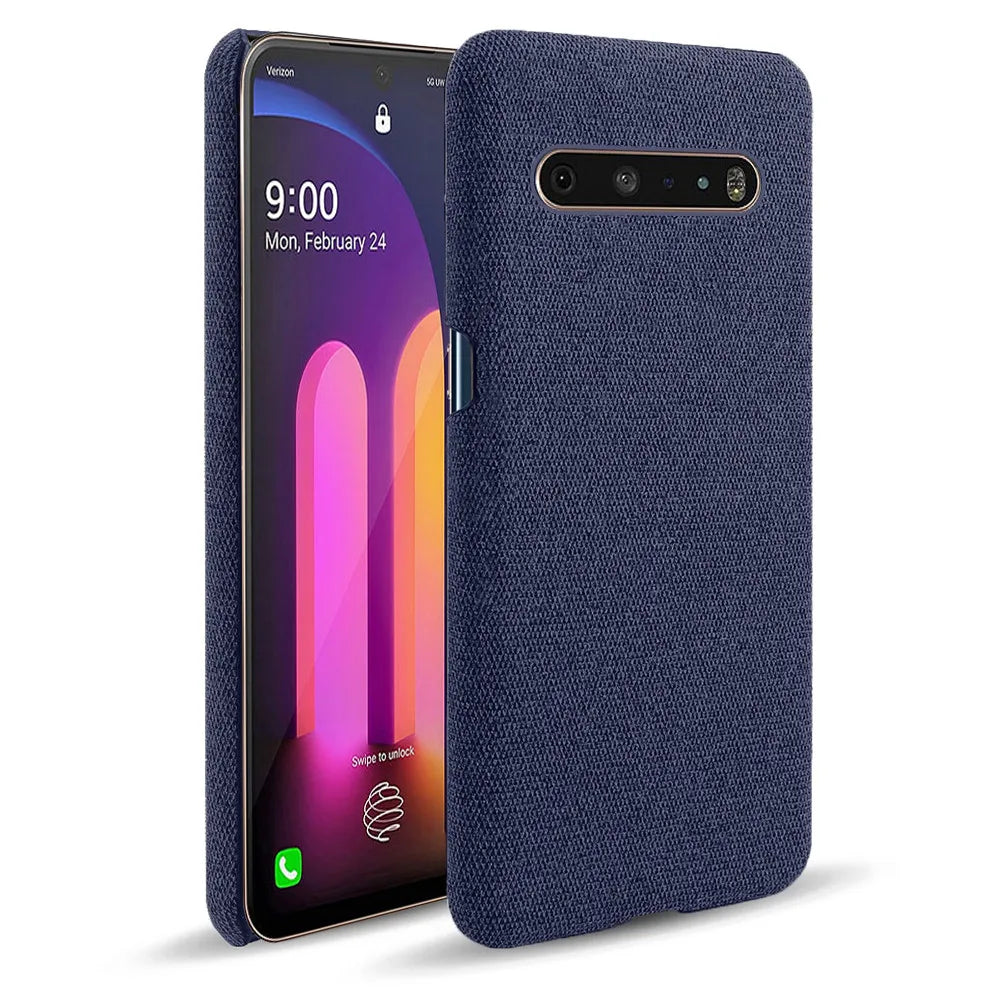 Deksel til LG V60 ThinQ 5G Case Slim Retro Cloth Hard Phone Cover For LG V60 ThinQ 5G LM-V600 6.8" Coque Funda Capa