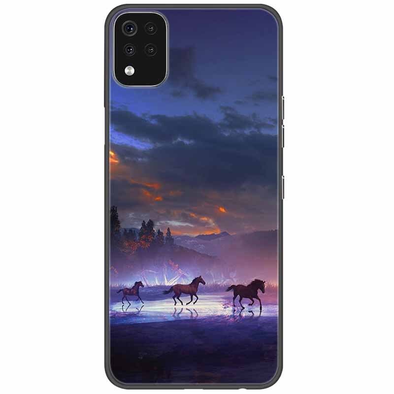 Deksel til LG K42 K52 K62 Q52 Case Soft Painted Wolf Silicone Black Covers For LG K62 Cases K 42 Shockproof Funda for LGK52