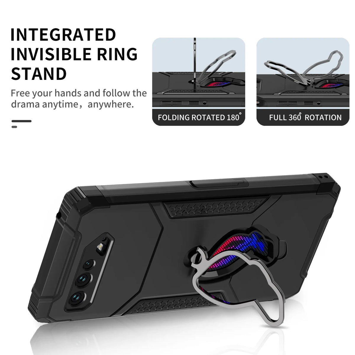 Deksel til ASUS ROG Phone 5 5s Case Air Trigger Compatible with Kickstand Dust Plug Drop Protection for ROG Phone 5s