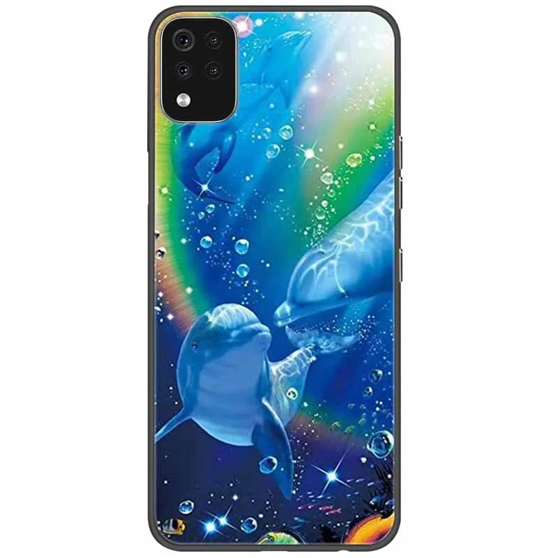 Deksel til LG K42 K52 K62 Q52 Case Soft Painted Wolf Silicone Black Covers For LG K62 Cases K 42 Shockproof Funda for LGK52