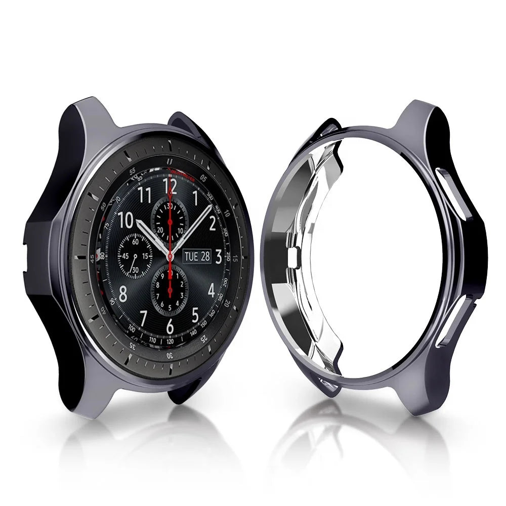 Deksel til Samsung Galaxy Watch 46mm 42mm 4 40mm 44mm 4 Classic Gear S3 Frontier heldekkende TPU-deksel med blank kant