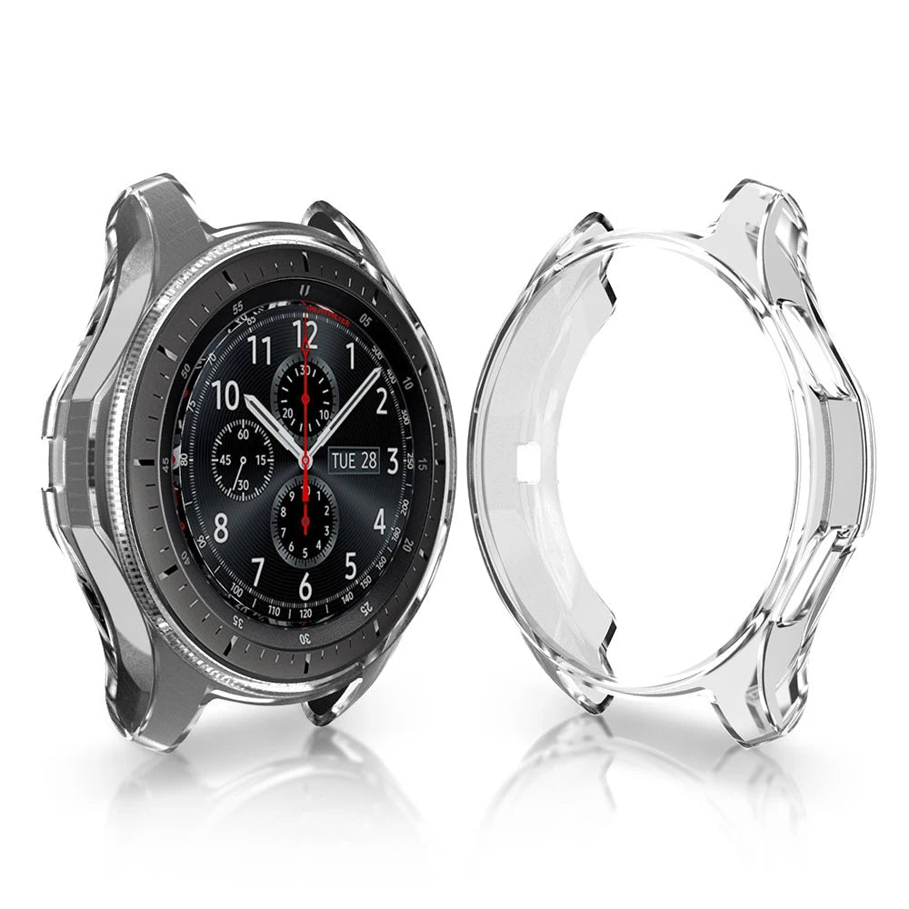 Deksel til Samsung Galaxy Watch 46mm 42mm 4 40mm 44mm 4 Classic Gear S3 Frontier heldekkende TPU-deksel med blank kant