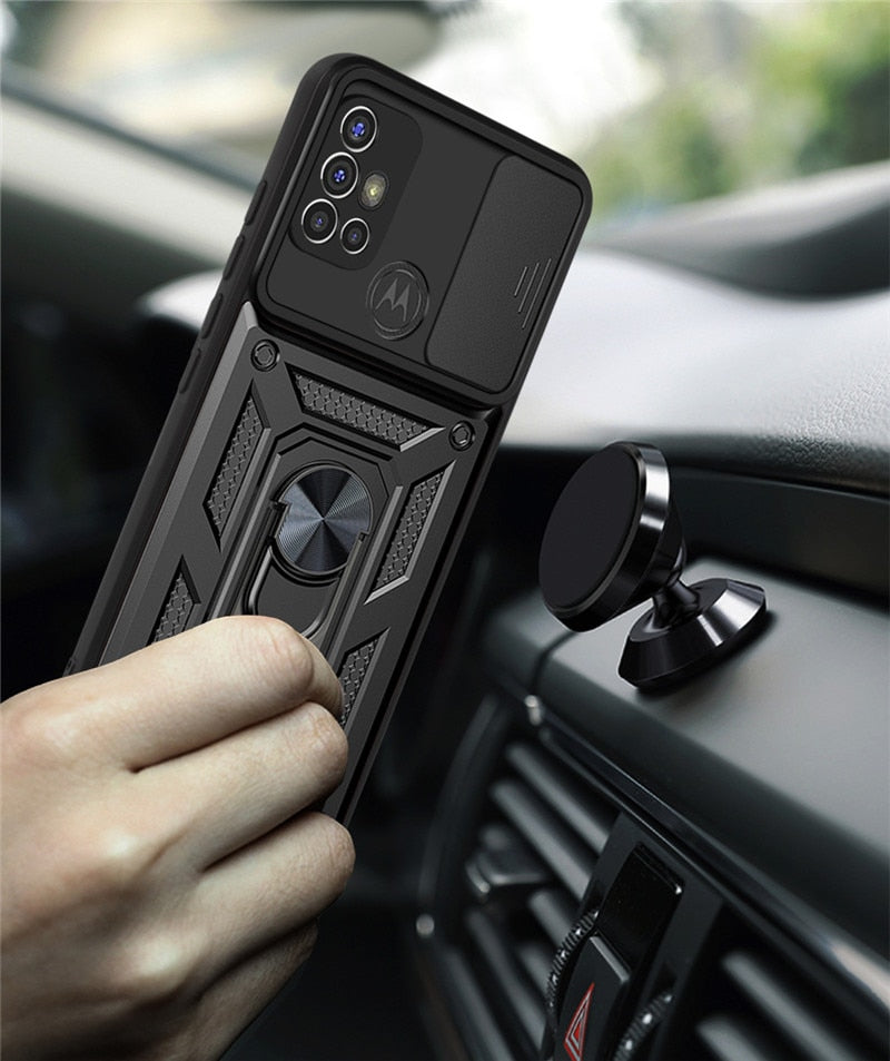 Deksel til Motorola Moto G10 G20 G30 G50 G60 G60S G100 G200 Armor Car Ring Case for G51 G71 G22 G32 G52 G62 Cover For G13 G23 G53 G73