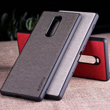 Deksel til Sony Xperia 1 coque Luxury textile Leather skin soft TPU hard PC phone cover for sony Xperia 1 case funda capa