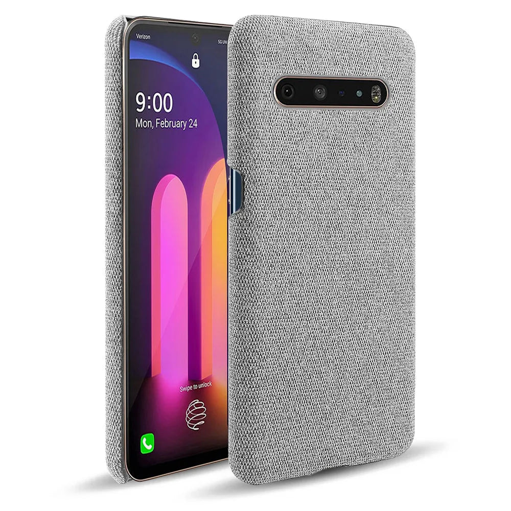 Deksel til LG V60 ThinQ 5G Case Slim Retro Cloth Hard Phone Cover For LG V60 ThinQ 5G LM-V600 6.8" Coque Funda Capa