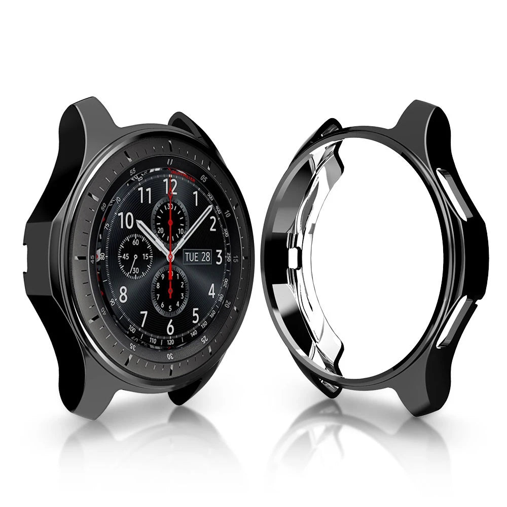 Deksel til Samsung Galaxy Watch 46mm 42mm 4 40mm 44mm 4 Classic Gear S3 Frontier heldekkende TPU-deksel med blank kant