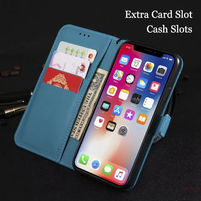 Deksel til Huawei P8 P9 P10 P20 P30 P40 Lite Pro 2017 P40Lite P30lite P20Lite Flip Cover Card Slot Bags