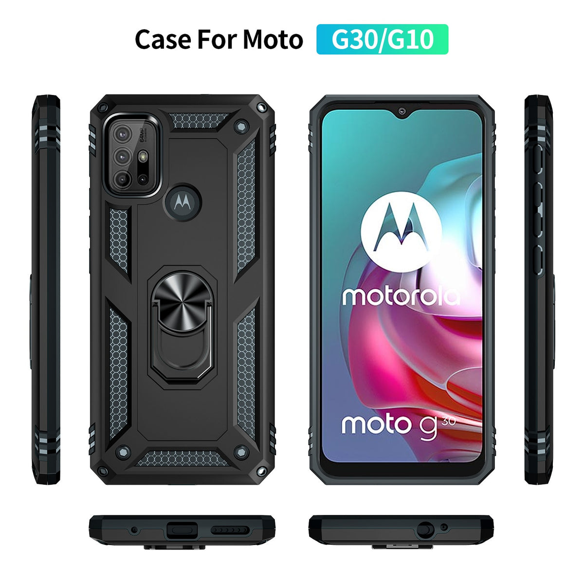 Deksel til Motorola Moto G10 G20 G30 G50 5G G60 G60S G100 G200 G40 Fusion Case Magnetic Ring Armor for Moto G31 G41 G51 G71 G22 G52