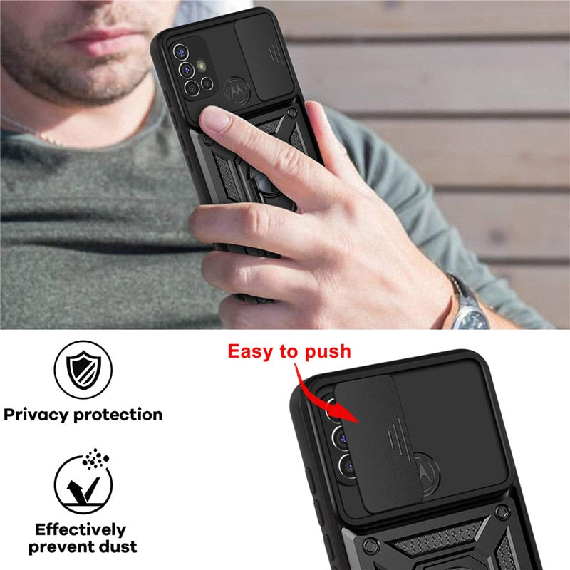 Deksel til Motorola Moto G10 G20 G30 G50 G60 G60S G100 G200 Armor Car Ring Case for G51 G71 G22 G32 G52 G62 Cover For G13 G23 G53 G73