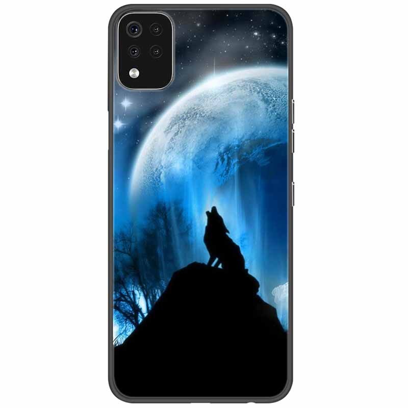 Deksel til LG K42 K52 K62 Q52 Case Soft Painted Wolf Silicone Black Covers For LG K62 Cases K 42 Shockproof Funda for LGK52