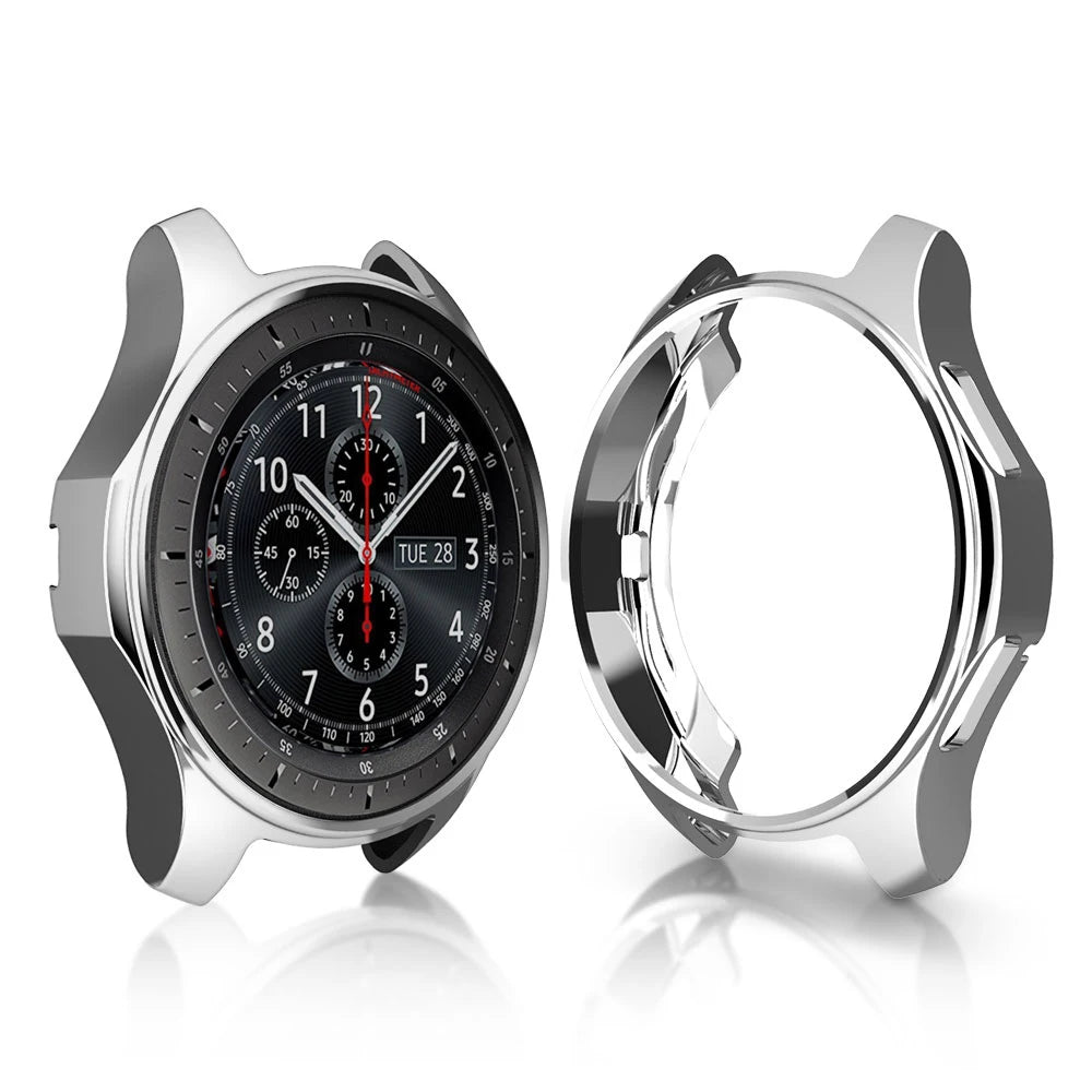 Deksel til Samsung Galaxy Watch 46mm 42mm 4 40mm 44mm 4 Classic Gear S3 Frontier heldekkende TPU-deksel med blank kant
