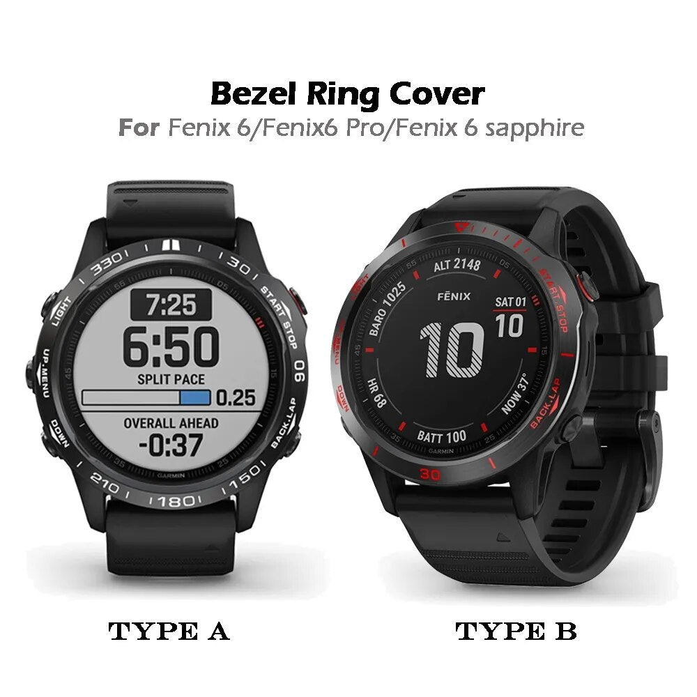Deksel til Garmin Fenix 7 / 6 / 5 Ring Bezel Styling