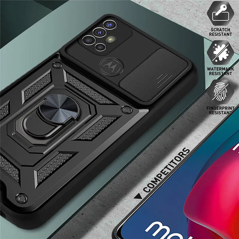 Deksel til Motorola Moto G10 G20 G30 G50 G60 G60S G100 G200 Armor Car Ring Case for G51 G71 G22 G32 G52 G62 Cover For G13 G23 G53 G73