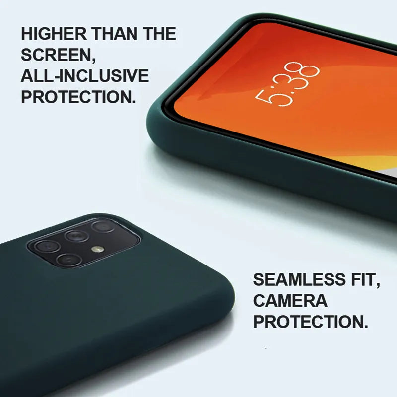 Deksel til Samsung Galaxy A50 A51 A70 A71 S20 S21 S10E S10 Plus Note 8 9 S9 S8 Luxury Original Liquid Silicone mykt deksel