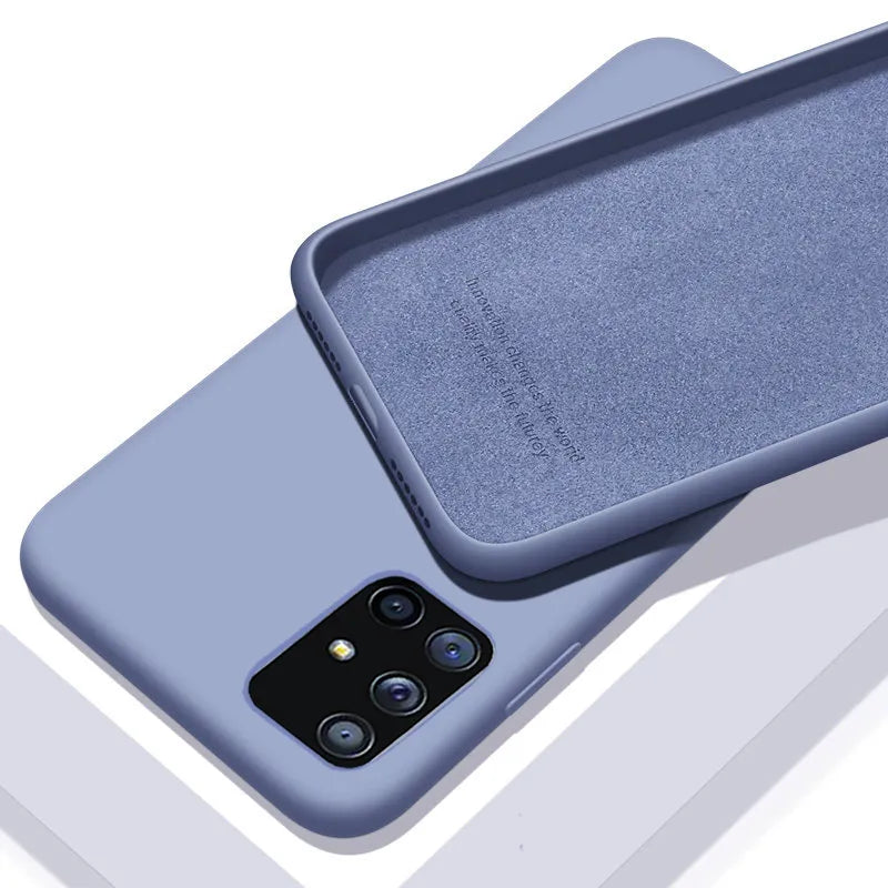 Deksel til Samsung Galaxy A50 A51 A70 A71 S20 S21 S10E S10 Plus Note 8 9 S9 S8 Luxury Original Liquid Silicone mykt deksel