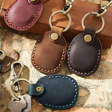 Deksel til Airtag Protective Case Luxury Retro Leather Keychain For Apple Anti-lost Anti-rubbing Tracker Locator Device Accessories