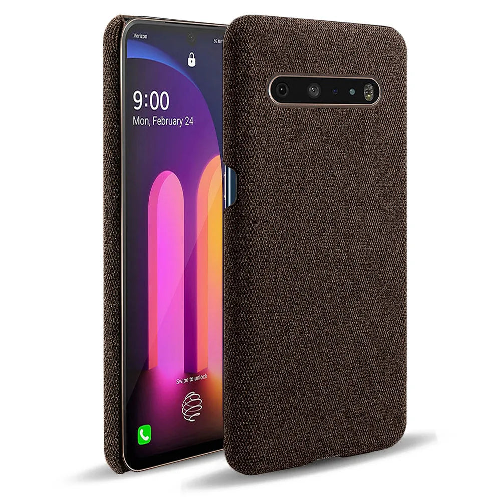 Deksel til LG V60 ThinQ 5G Case Slim Retro Cloth Hard Phone Cover For LG V60 ThinQ 5G LM-V600 6.8" Coque Funda Capa