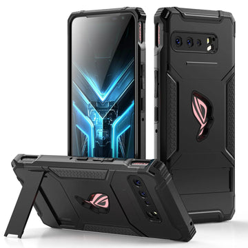 Deksel til ASUS ROG Phone 3 Case Air Trigger Compatible with Kickstand and Dust Plug Military Grade Drop Protection