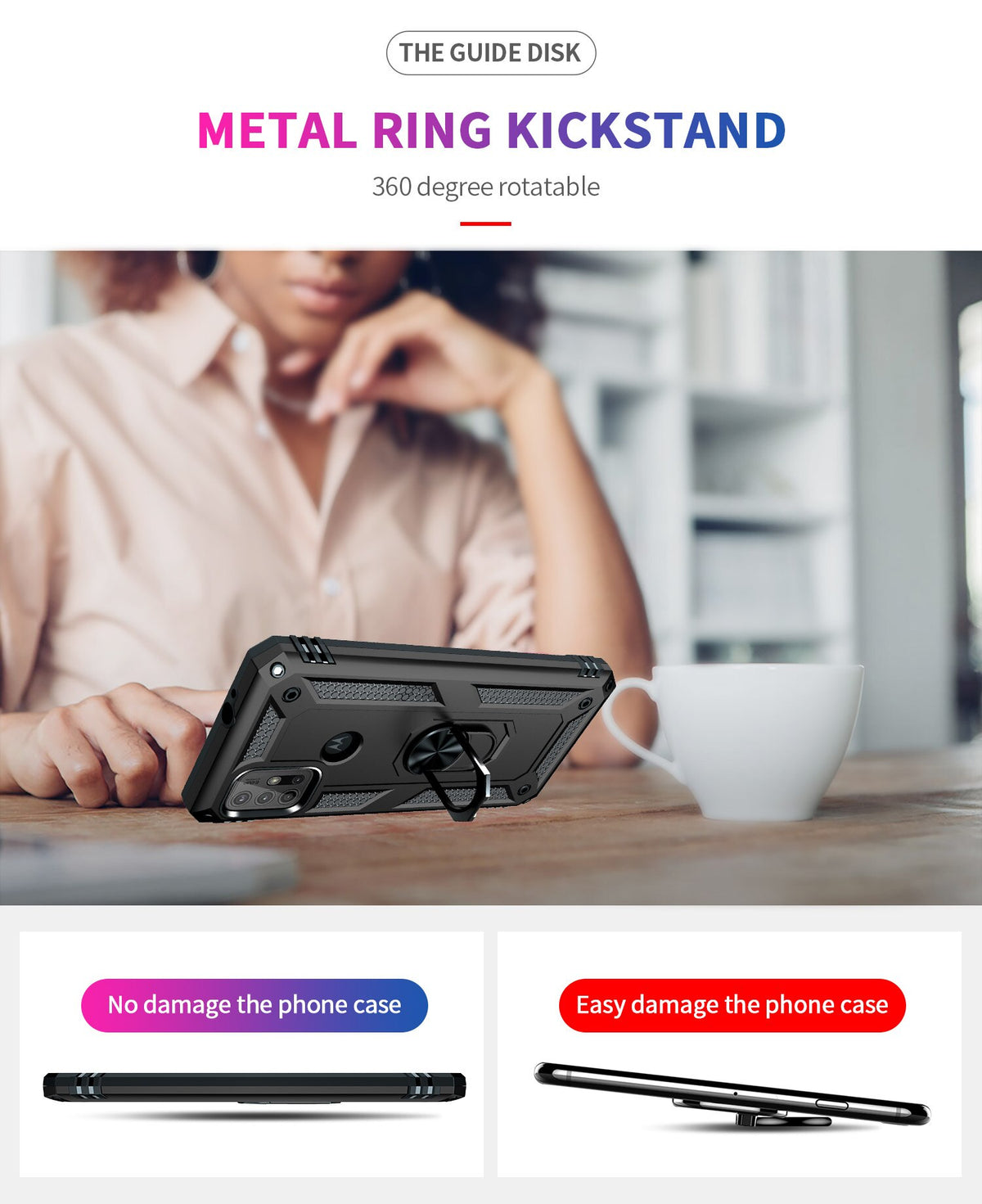 Deksel til Motorola Moto G10 G20 G30 G50 5G G60 G60S G100 G200 G40 Fusion Case Magnetic Ring Armor for Moto G31 G41 G51 G71 G22 G52