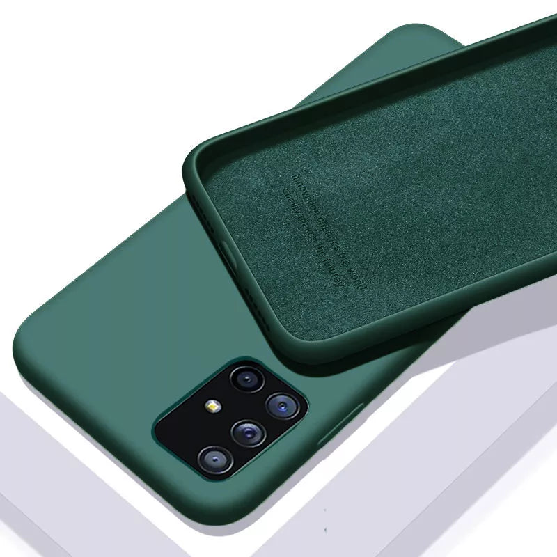 Deksel til Samsung Galaxy A50 A51 A70 A71 S20 S21 S10E S10 Plus Note 8 9 S9 S8 Luxury Original Liquid Silicone mykt deksel