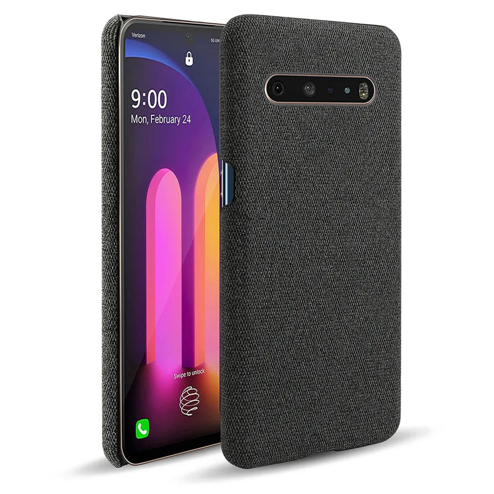 Deksel til LG V60 ThinQ 5G Case Slim Retro Cloth Hard Phone Cover For LG V60 ThinQ 5G LM-V600 6.8" Coque Funda Capa