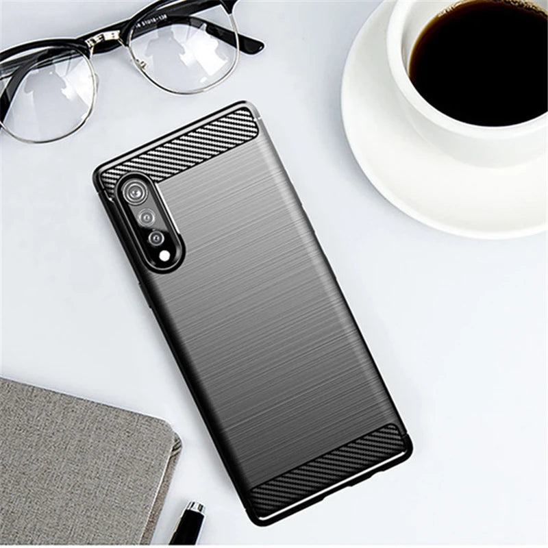 Deksel til LG Velvet 5G Case Rubber Bumper Silicon Carbon Fiber Cover For LG Velvet 5G Phone Case For LG Velvet LM-G900N LM-G900EM Case