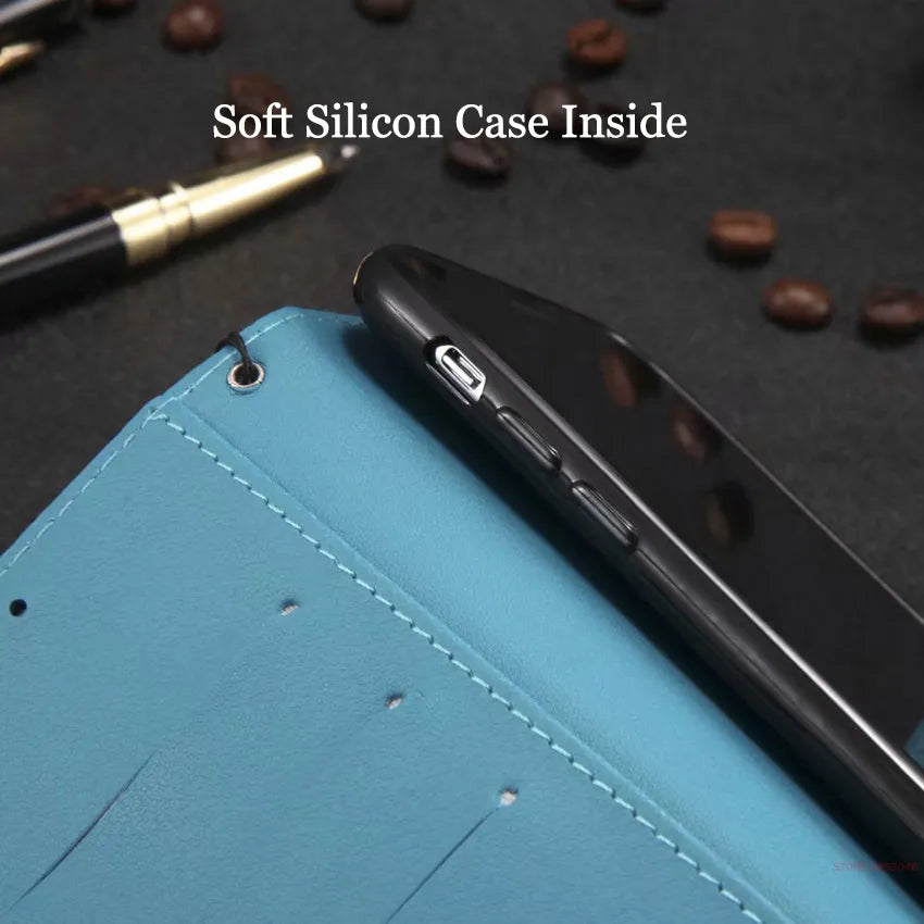Deksel til Huawei P8 P9 P10 P20 P30 P40 Lite Pro 2017 P40Lite P30lite P20Lite Flip Cover Card Slot Bags