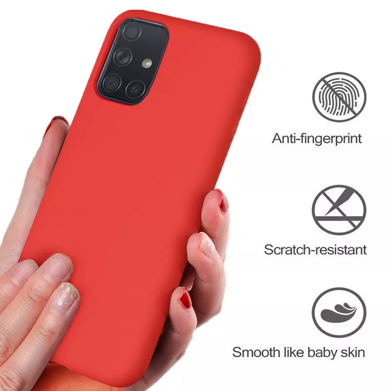 Deksel til Samsung Galaxy A50 A51 A70 A71 S20 S21 S10E S10 Plus Note 8 9 S9 S8 Luxury Original Liquid Silicone mykt deksel