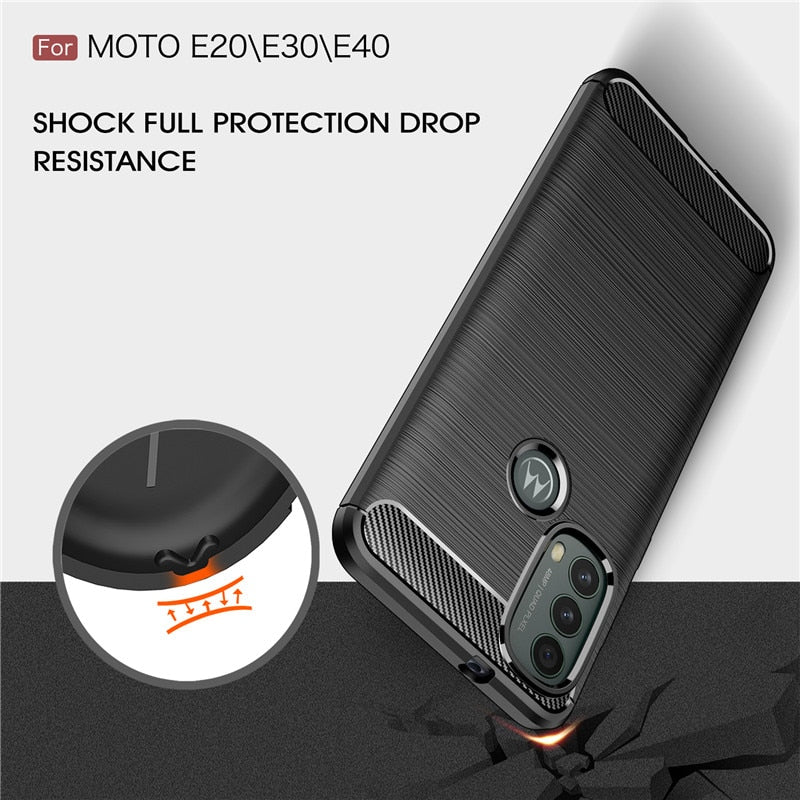 Deksel til Motorola Moto E20 E30 E40 E22 E22i E32 Carbon Fiber Case For G10 G20 G30 G50 5G G100 G31 G41 G51 G71 G22 G32 G42 G52 G72 G82