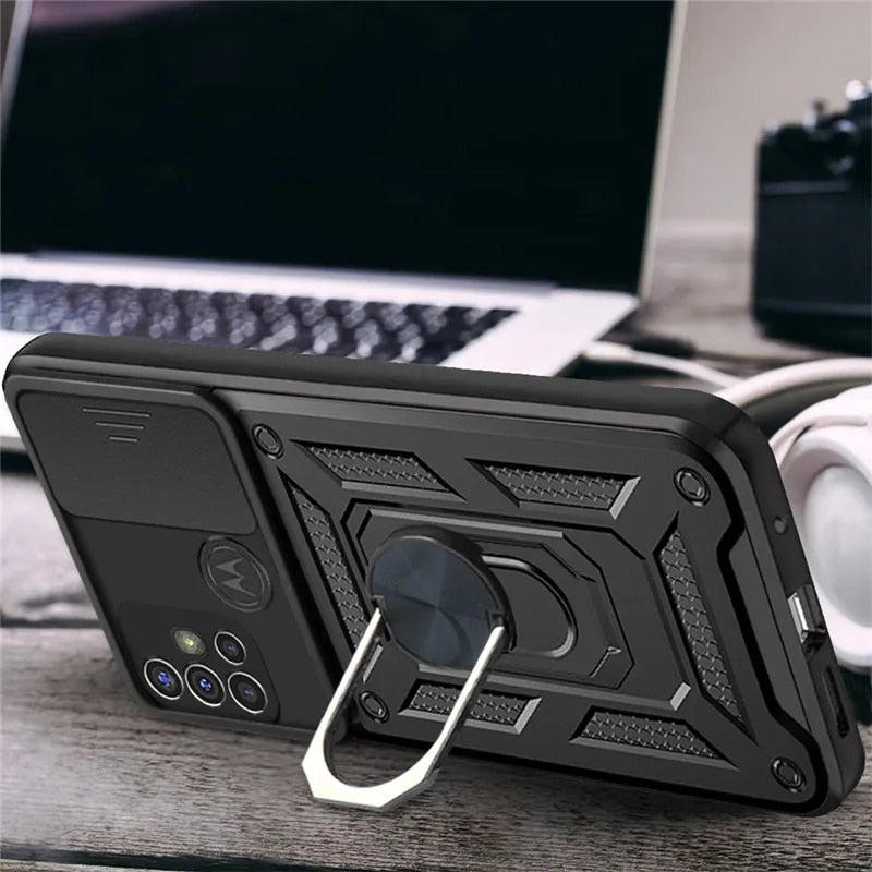 Deksel til Motorola Moto G10 G20 G30 G50 G60 G60S G100 G200 Armor Car Ring Case for G51 G71 G22 G32 G52 G62 Cover For G13 G23 G53 G73