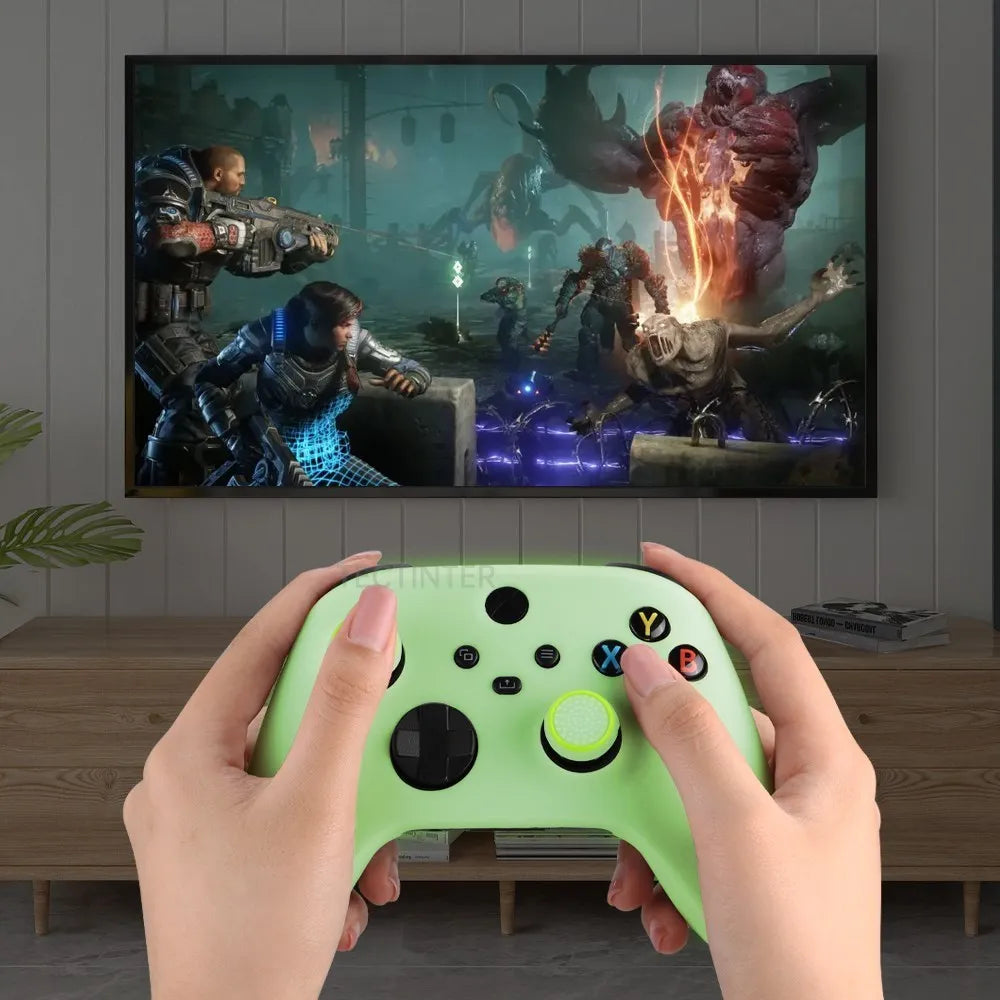 Deksel til Xbox Series X/S Gamepad Glow Protective Case for XSX Controle Soft Silicone Green Glowing Cover for Xbox One Series Joystick