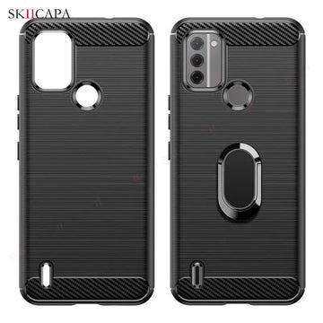 Deksel til Nokia C31 X30 G60 G400 5G Brushed Carbon Fiber Soft Silicone Case For Nokia C100 C200 X100 G21 C21 Plus Magnetic Ring Cover