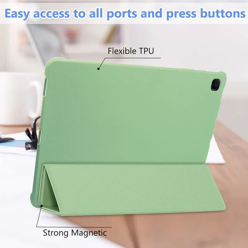 Deksel til Samsung Tab A9+ A8 10.5 X205 X200 S6 Lite 10.4 A7 T500 A7 lite T220 S7 S8 S9 FE S10 FE 10.9 Nettbrettdeksel Smart Skinnetui