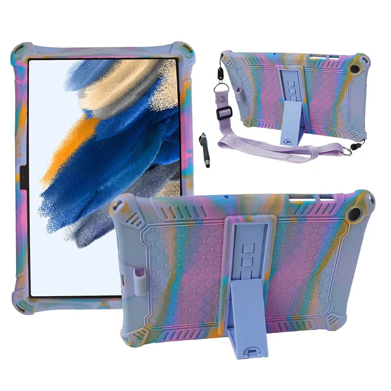 Deksel til Samsung Galaxy Tab A9+11"plus 2023 SM-X210 X215 X216 A9 8.7 SM-X110/X115 støtsikkert silikondeksel med stativ for barn
