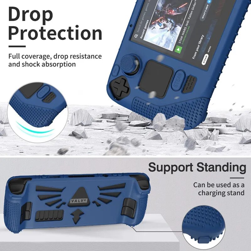 Deksel til Soft Silicone Protective Case for Valve Steam Deck Game Console Anti-drop Shock Proof Frame with 4 Rocker Caps