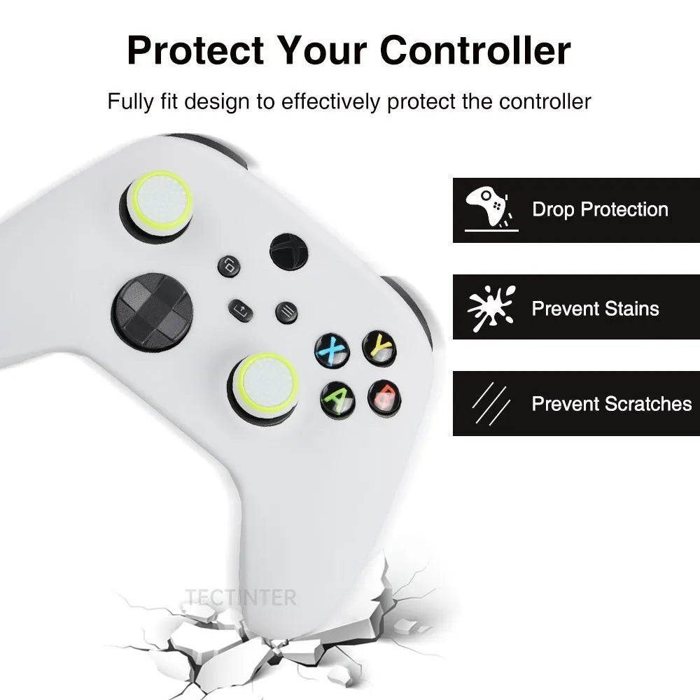 Deksel til Xbox Series X/S Gamepad Glow Protective Case for XSX Controle Soft Silicone Green Glowing Cover for Xbox One Series Joystick
