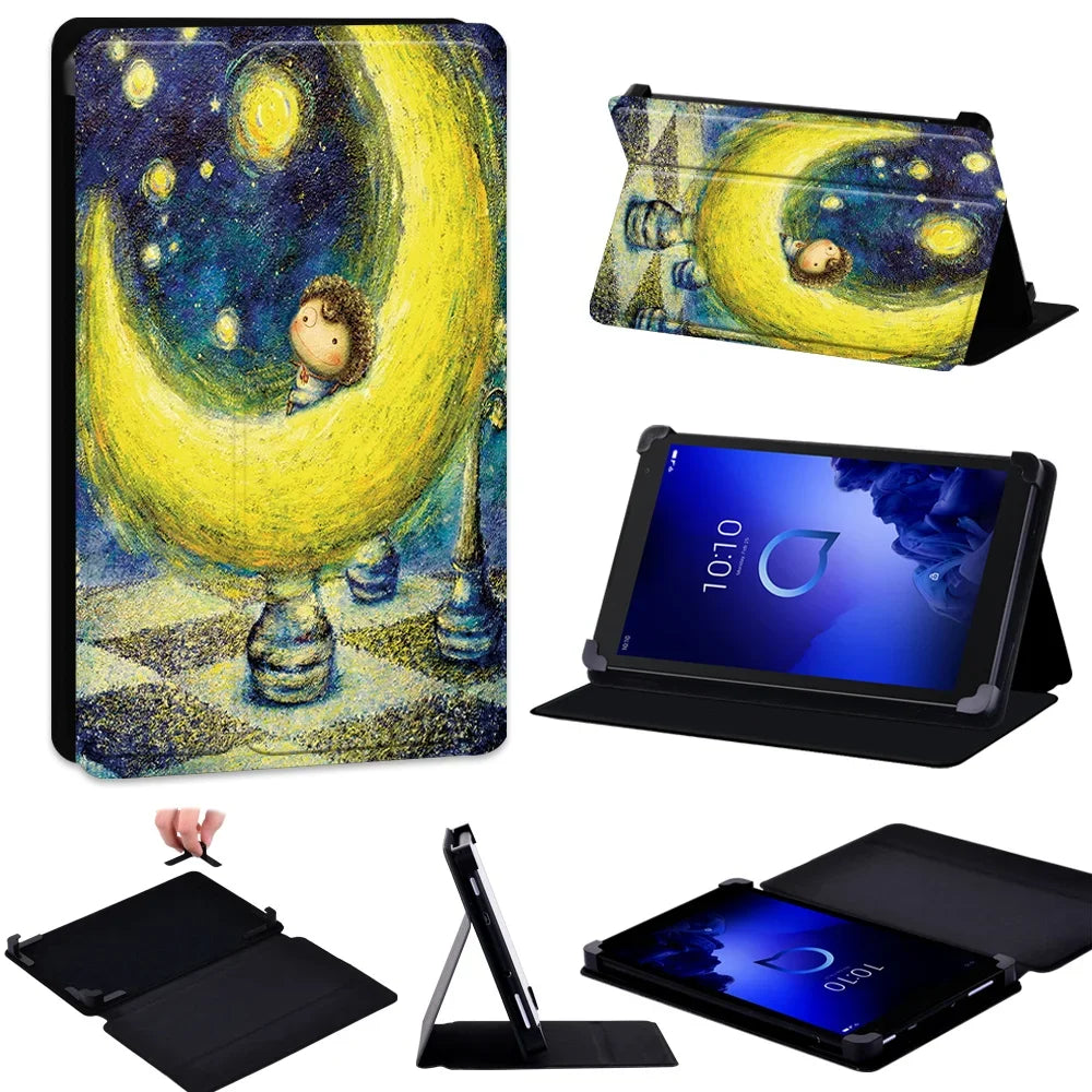 Deksel til Alcatel 1T 10"/Alcatel 1T 7"/3T 10"/3T 8" Tablet Case Universal Pu Leather Stand Adjustable Size Anti-fall Protective Cover