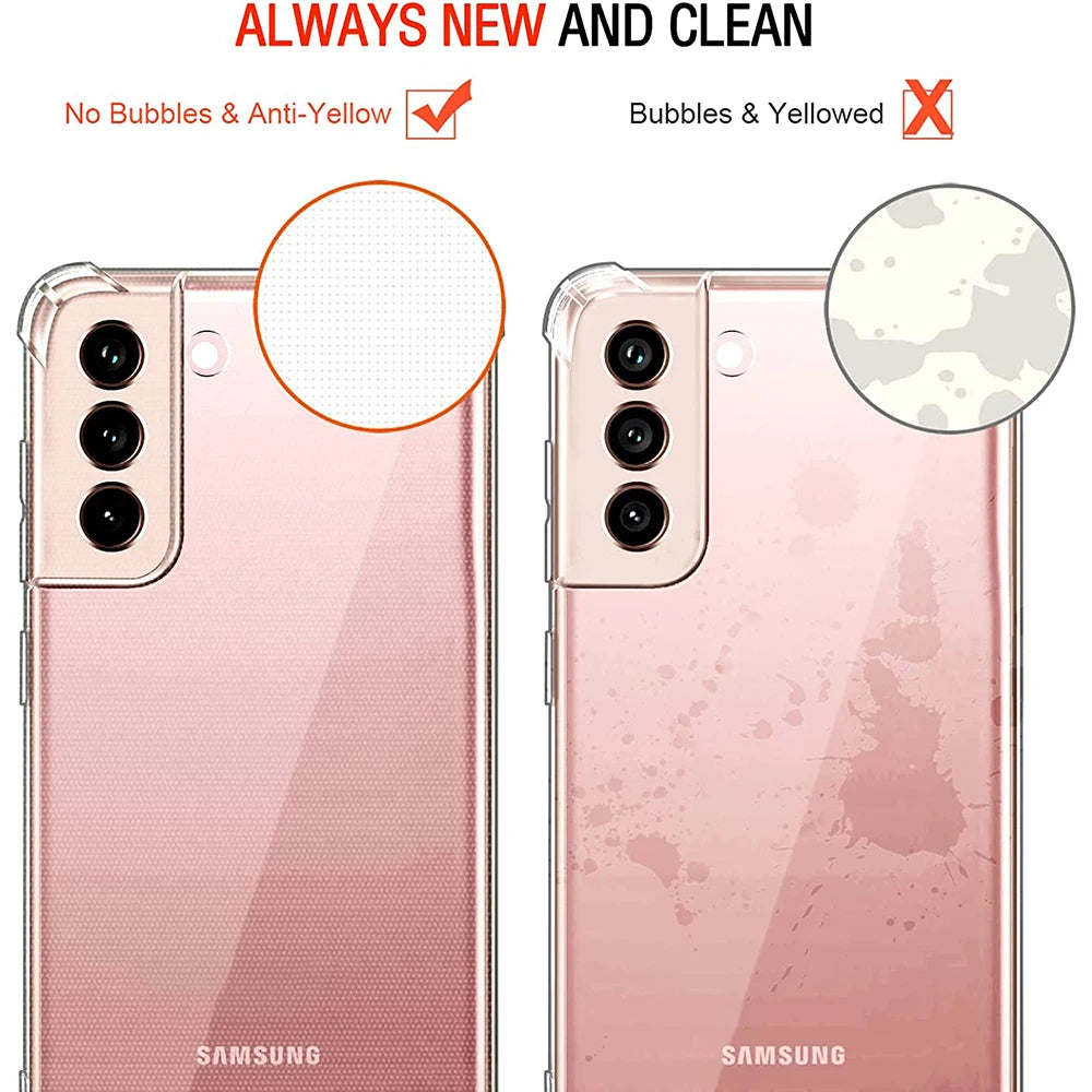 Deksel til Samsung Galaxy S22 S21 S20 FE S10 Note 10 Plus 9 8 20 Ultra Thin Transparent baksidedeksel